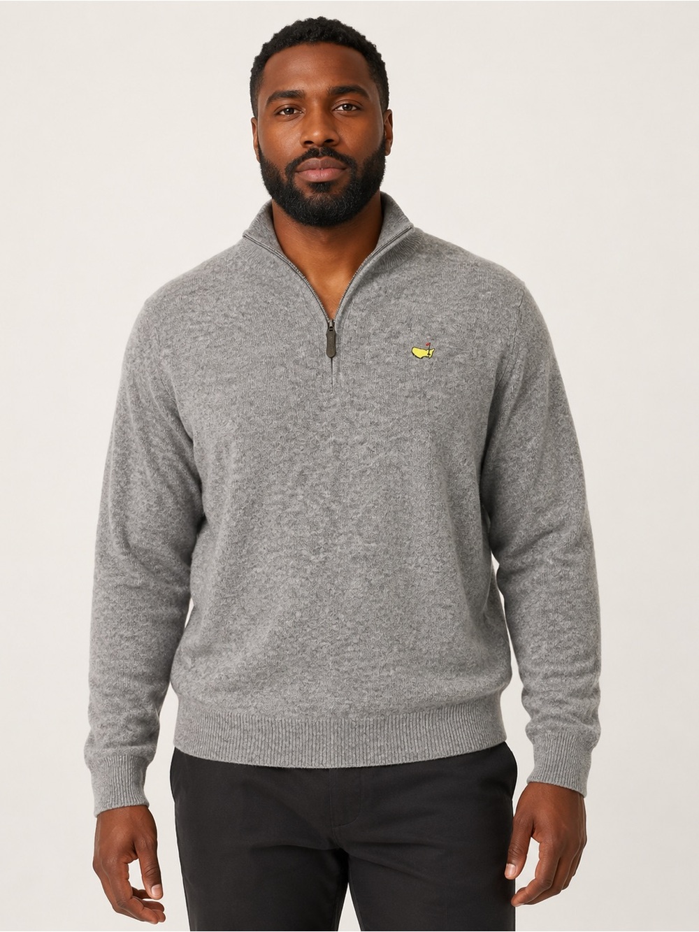 Masters Clubhouse Collection Men's XL Cashmere Quarter-Zip Golf Sweater Italy